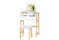 COSTWAY Schminktisch mit Hocker und LED, 3 Schubladen, höhenverstellbar, weiß