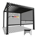 Juskys Lamellendach Tahiti 3x3 m inkl. 2x Seitenwand 3 m - Stahl Pergola - Terrassenüberdachung stabil - Anthrazit