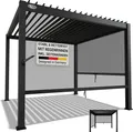 Juskys Lamellendach Tahiti 3x3 m inkl. 2x Seitenwand 3 m - Stahl Pergola stabil & wetterfest - Anthrazit
