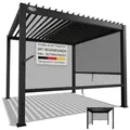 Juskys® Lamellendach Tahiti 3x3 m inkl. 2X Seitenwand 3 m - Terrassenüberdachung stabil & wetterfest - Überdachung für Garten & Terrasse - Bausatz Anthrazit