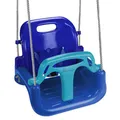 Montafox Kinderschaukel Babyschaukel 3 in 1 verstellbar mitwachsend Kinder Schaukel mit Rückenlehne Anschnallgurt, Farbe:blau