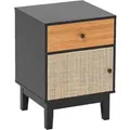 Costway Nachttisch Rattan 40 x 39 x 55 cm Schwarz