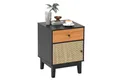 COSTWAY Nachttisch (1-St), Nachtschrank Rattan, mit Schublade & Schrank
