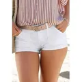 Hotpants BUFFALO, Damen, Gr. 40, N-Gr, weiß, Denim/Jeans, Obermaterial: 98% Baumwolle, 2% Elasthan, Basic, körpernah kurz, Hosen Shorts Strandshorts, mit Taschen, kurze Hose, Jeansshorts, elastisch