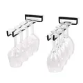 Roysmart 2 Stück Weinglashalter, Gläserhalter zum Aufhängen Metall Weingläser Halterung Gläserschiene Halter Unter Schrank Hängendes Weinglasregal für Bartheken, Küchen (Schwarz)