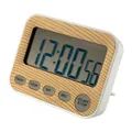 INTIRILIFE Digitaler Timer in Holz - Optik - 9 x 3 x 7 cm - Küchenuhr Kurzzeitmesser Eieruhr in Holzoptik mit LCD Display - Stoppuhr Küchentimer Wecker Alarm Uhr Kochuhr