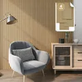 NEU.HOLZ Akustik Wandpaneele Vang 4er Set Wandverkleidung zum Kleben und Schrauben 2,88 m² Holzfurnier 3D Paneele Lamellen in Eichenoptik, dunkel