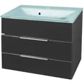 Fackelmann Kara Badmöbel Set 2-teilig 80cm, Anthrazit, Glas Mint, 2 Schubladen"-"06076