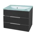 FACKELMANN KARA Badmöbel Set 2 Teile 80cm Glas Waschbecken mit Unterschrank