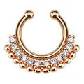 Piercingfaktor Fake Piercing Universal Ring Septum Nasen Lippen Helix Ohr Tribal Strass Kristalle mit Kugeln Lippenpiercing Nasenpiercing Ohrpiercing Tragus Intimpiercing Roségold - Clear