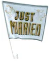 2 x Autofahne Just Married gold Hochzeit Fahne 2er Set Autokorso heiraten Liebe