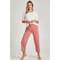 Mademoiselle Sommeil Pyjama Schlafanzug mit gepunkteter Hose (2 tlg., 1 Stück) und Oberteil aus Baumwollrib XXL
