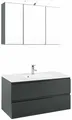 Held Möbel Waschtisch - Set Cardiff 100 cm graphitgrau/hochglanz grau