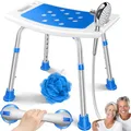 KESSER® Duschhocker höhenverstellbar | Leichter Badhocker rutschfeste Gummifüße Duschstuhl 136KG belastbar | Duschhilfe Senioren | Saugnapf Haltegriff Badewannengriff | Duschsitz mit Brausehalterung