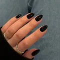 Schwarz Press On Nails Kurz, Acryl Nägel zum Aufkleben Kurz Runde, Einfarbig ...
