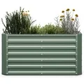 Blumfeldt High Grow Straight Hochbeet 120x60x60 cm Stahl-Wellblech Einfacher Aufbau Rostfrei Rechteckig Dunkles Moosgrün