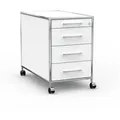 Versee Rollcontainer Bürocontainer VERSEE – 60 / 80 cm, 3 oder 4 Schubladen, Farbauswahl, (Schubladencontainer für Büro und Home-Office, 1 Rollcontainer), robust & kratzfest, 50kg belastbar weiß 43,5 cm x 66,5 cm x 80 cm
