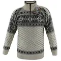 HomeOfSocks Norwegerpullover Hochwertige Norweger Pullover klassisches Design 100% Wolle Rollkragenpullover Reißver Fleecekragen beige|weiß 3XL