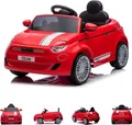 Chipolino Kinder Elektroauto Fiat 500 Fernbedienung, Sicherheitsgurt, MP3, USB rot