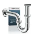 Siphon Waschbecken PLUS, Siphon mit extra langem Abflussrohr und Tauchrohr, U...