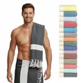 Saunahandtuch Damen Herren 100x200 cm (Baumwolle), Saunatuch XXL, Hamamtuch groß 100 x 200 - lang, platzsparend, leicht - Sauna Hamam Strand Tuch Zubehör, Saunakilt Handtuch Strandtuch, Geschenk