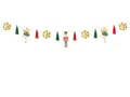 partydeco Girlanden, Nussknacker Girlande 16,5x200cm mit Quasten Rot / Grün / Gold