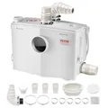 VEVOR Hebeanlage 1200 W, 180 L/min Durchfluss, 10 m Förderhöhe, Schmutzwasserpumpe mit 4 Wassereinlässen, Abwasserhebeanlage für Toilette, Keller, Dusche, Waschbecken, Waschküche, Badewanne