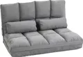 HOMCOM Bodenstuhl 2-in-1 Bodensessel Bett mit Rückenlehne 3 Positionen Verstellbare Sitzkissen Grau Samt Stahl 102 x 73 x 60 cm