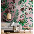 living walls Fototapete Livingwalls The Wall, Florale Tapete, grün, rosa