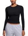 Damen Softembrace Langarmshirts Basic TShirt Lightweight Y2K Langarm Crop Top...