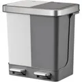 PROREGAL Funktionale Treteimer Aus Kunststoff Mit Soft Close Deckel 20 Liter HxBxT 40 x 39,5 x 29,6 cm 2 Kunststoff Innenbehälter Weiß&Grau