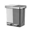 PROREGAL® Mülleimer Funktionale Treteimer mit Soft-Close-Deckel, 10+10L, Weiß/Grau