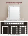 VASAGLE Kailyn Kollektion - Schminktisch mit LED-Beleuchtung, einstellbare Helligkeit, Frisiertisch mit Spiegel, Kosmetiktisch mit 2 Schubladen und 3