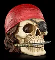 Figuren Shop GmbH Totenkopf Figur - Pirat mit rotem Kopftuch