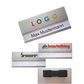 Schmalz® 10 Stück Aluminium Namensschilder mit Magnet, individuell bedruckt, Silber, 65x30 mm
