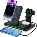ZOVHYYA 4in1 kabelloses Ladegerät 15 W Induktion Schnellladegerät QC 3.0-Adapter
