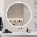 SensaHome – Runder Badezimmerspiegel ohne Rahmen mit LED-Beleuchtung – dimmbar – Wandspiegel – 60 cm - Transparent