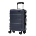 Koffer Trolley Reisekoffer Suitcase, Rollkoffer Handgepäck ,mit 4 Rollen360°, Hartschalenreisekoffer, Zahlenschloss, Weicher Gummigriff(L, Dunkelblau)