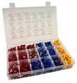 1200 Teile Kabelschuhe Set Isolierte Klemmen Stecker Ringklemmen Flachstecker Stoßverbinder Schnellverbinder Sortiert in Kunststoff-Box