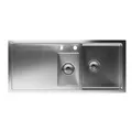 Klarstein Spülbecken – 1,5 Becken mit Abtropffläche, Edelstahl 304, Kratzfest & Hitzebeständig, Einfache Reinigung, Inkl. Überlauf & Einbausatz, 100x45 cm, Rostfreier Stahl