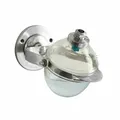 Loberon Seifenspender Bailey, zur Wandbefestigung, schwenkbar, Retro-Look, Badzubehör, Bad-Accessoire, Messing, Glas, klar/Silber