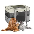 Relaxdays Welpenauslauf faltbar, HBT: 43x71x55 cm, Indoor & Outdoor, tragbarer Hundelaufstall, Oxford-Stoff, Mehrfarbig, M