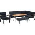 Gardissimo Dining-Ecklounge "Nabari XL" inkl. Ecksofa, Bank, Tisch und Kissen anthrazit / braun mit Sessel rechts - Grau/Braun