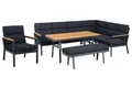 Gardissimo Dining-Ecklounge "Nabari XL" inkl. Ecksofa, Bank, Tisch und Kissen, anthrazit / braun, mit Sessel, rechts