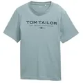 TOM TAILOR T-Shirt Weiß mit Brusttasche festes Material (1-tlg) Print T-Shirt grau XXL (60)