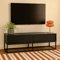 Rechteckiger TV-Schrank mit 2 Türen L140 cm schwarz - Oviala Jasper
