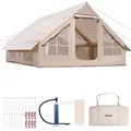 VEVOR Aufblasbare Zelte für Camping 4x3x2 m, 5–8 Personen, 300D Oxford Glamping-Zelt mit Ofenanschluss, Handpumpe 2 Türen & 4 Netzfenstern, inkl. Aufbewahrungstasche für einfachen Transport