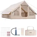VEVOR Aufblasbare Zelte für Camping 4x3x2 m, 5–8 Personen, 300D Oxford Glamping-Zelt Handpumpe 2 Türen & 4 Netzfenstern. - Beige