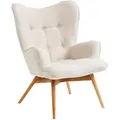 Kare-Design Ohrensessel, Creme, Holz, Eiche, massiv, 73x94x83 cm, Wohnzimmer, Sessel, Ohrensessel