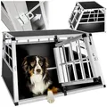 tectake Tiertransportbox Hundetransportbox doppel, mit gerader Rückwand schwarz Hundegröße L-ohne Trennwand | 69,00 cm x 50,00 cm x 89,00 cm